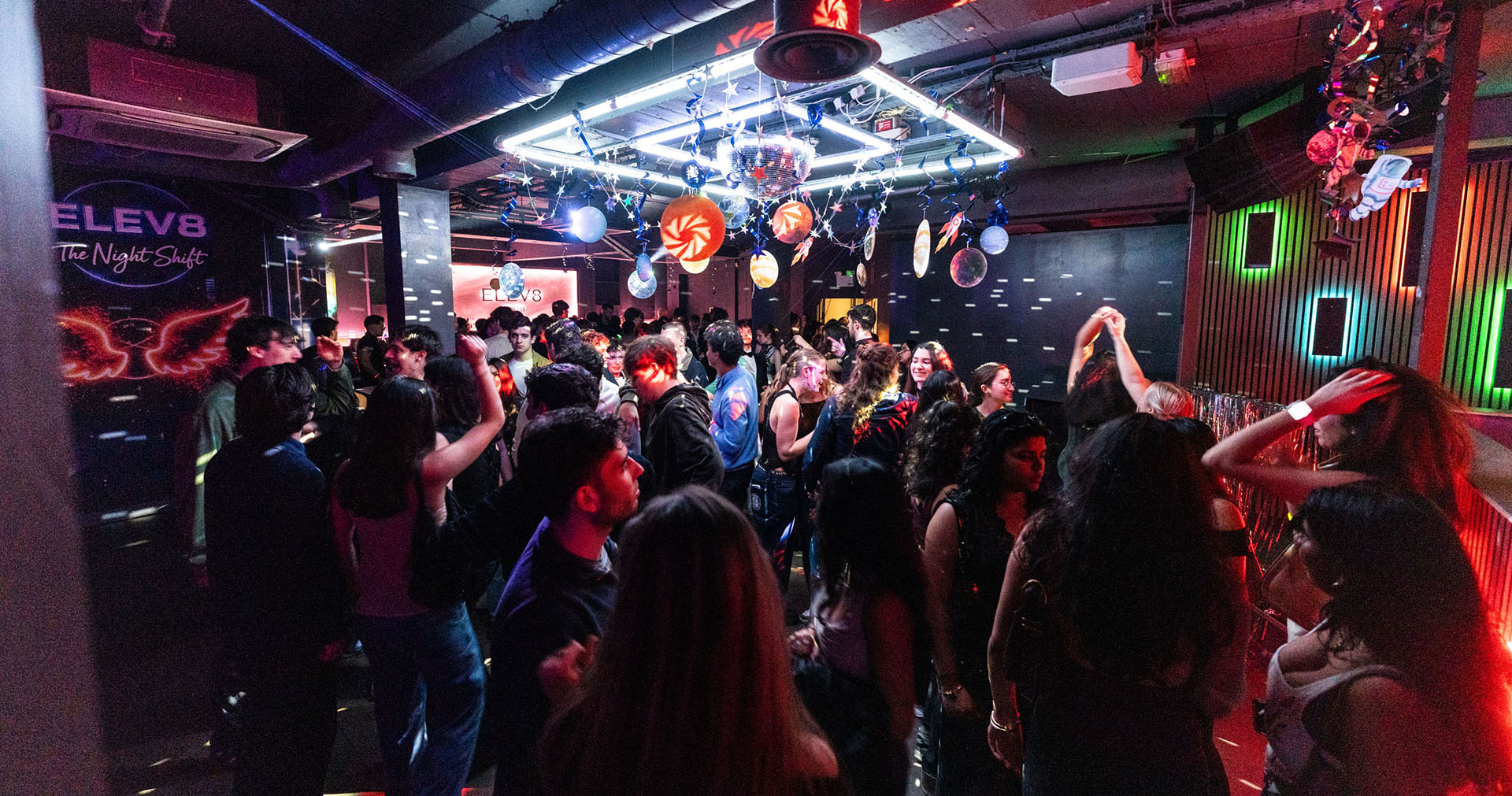 Crowd dancing on the main floor at Elev8 nightclub, Leamington Spa